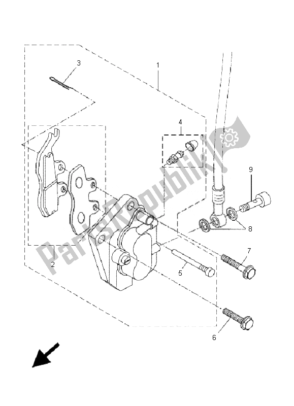 Wszystkie części do Zacisk Hamulca Przedniego (sm) Yamaha DT 50R SM 2007