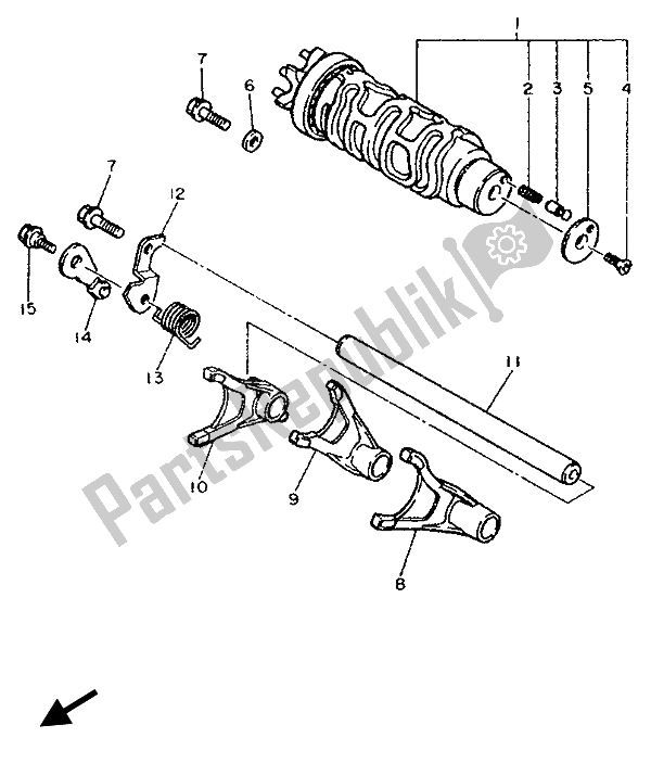 All parts for the Shift Cam & Fork of the Yamaha YZF 750R 1994