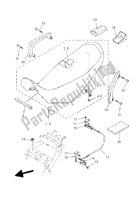 All parts for the Seat of the Yamaha XT 660R 2008