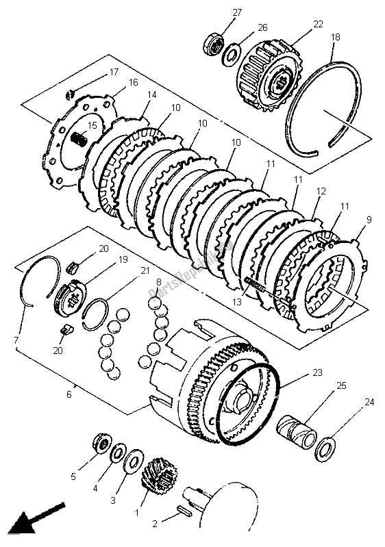 Todas as partes de Embreagem do Yamaha PW 80 1999