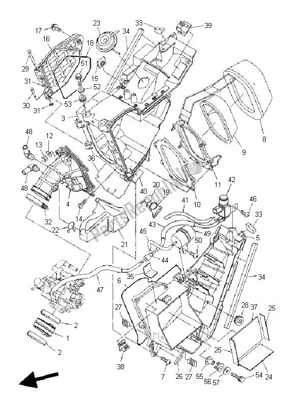 All parts for the Intake of the Yamaha WR 250X 2008