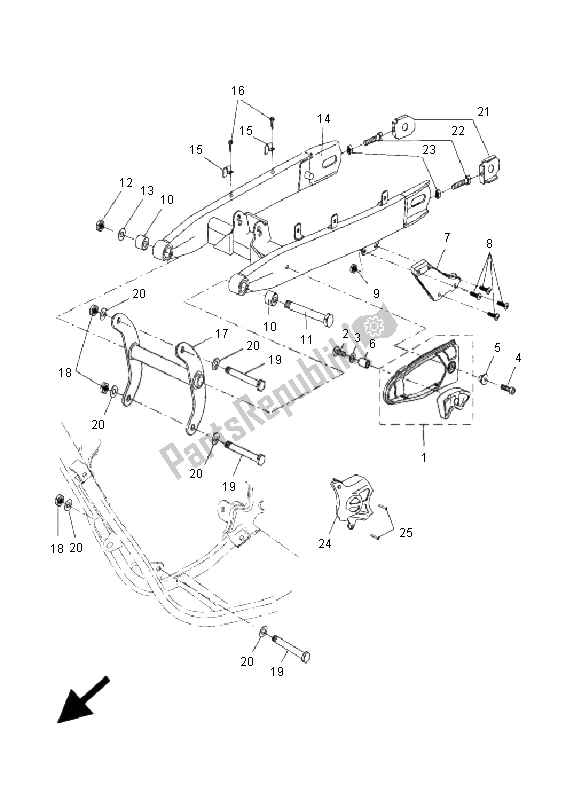 Todas las partes para Brazo Trasero de Yamaha DT 50R SM 2009