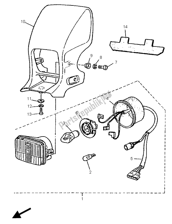 Todas as partes de Farol do Yamaha TT 600S 1995