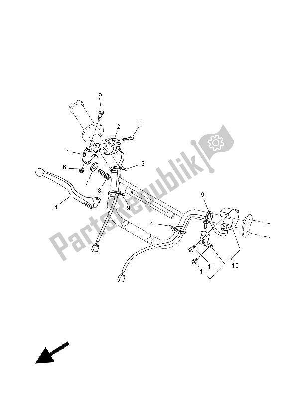 All parts for the Handle Switch & Lever of the Yamaha TT R 110E 2014