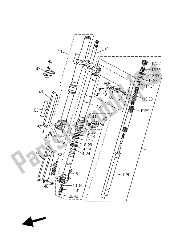 All parts for the Front Fork of the Yamaha YZ 125 2002