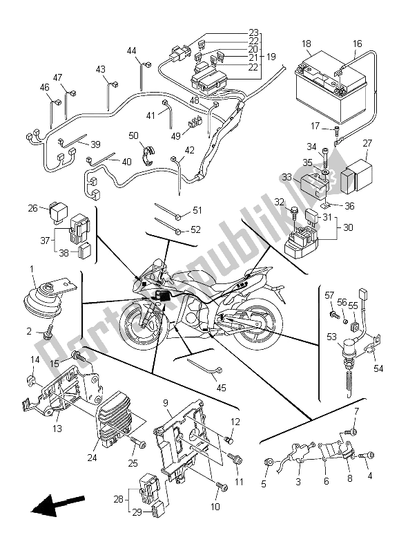 Alle onderdelen voor de Elektrisch 2 van de Yamaha YZF R1 1000 2009