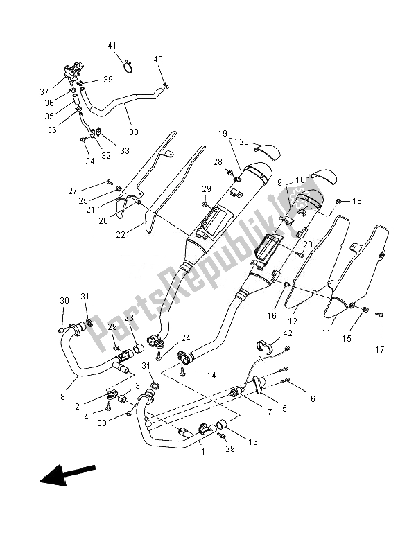 All parts for the Exhaust of the Yamaha XT 660X 2007