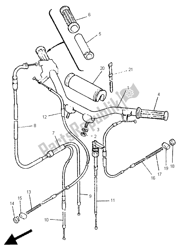 All parts for the Steering Handle & Cable of the Yamaha PW 50 1999