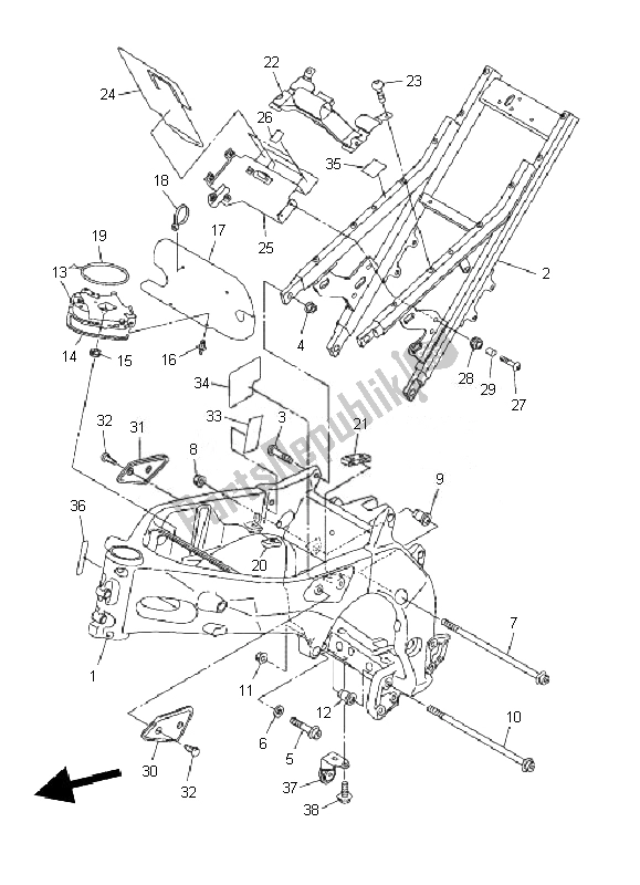 All parts for the Frame of the Yamaha FZ1 S Fazer 1000 2010