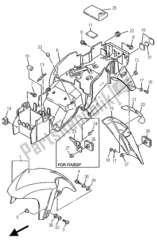 Toutes les pièces pour le Aile du Yamaha YZF 750 SP 1995