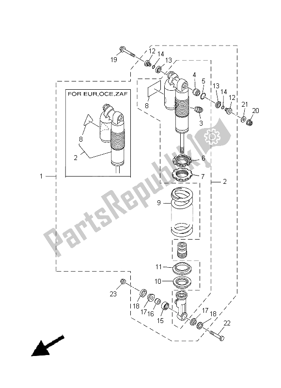 All parts for the Rear Suspension of the Yamaha YZ 250 2014