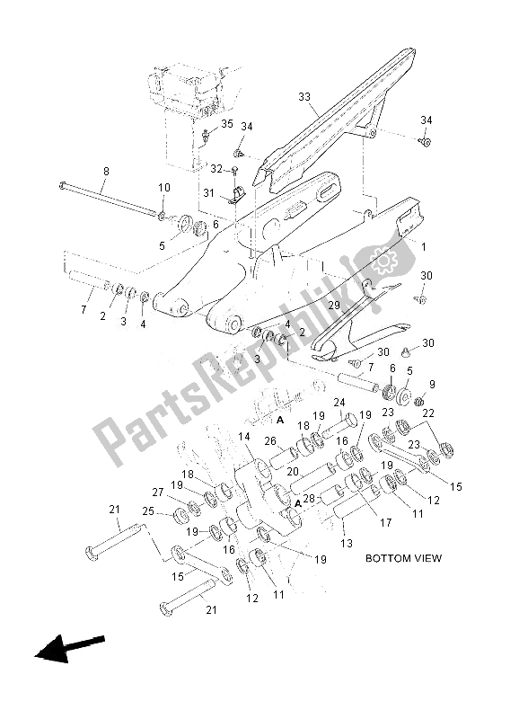 All parts for the Rear Arm of the Yamaha XT 660Z Tenere 2010