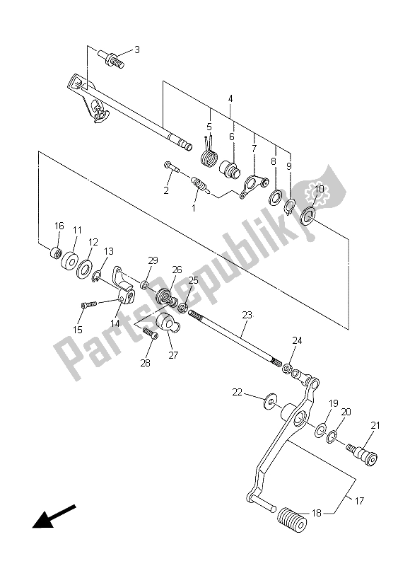 All parts for the Shift Shaft of the Yamaha XJ6F 600 2015