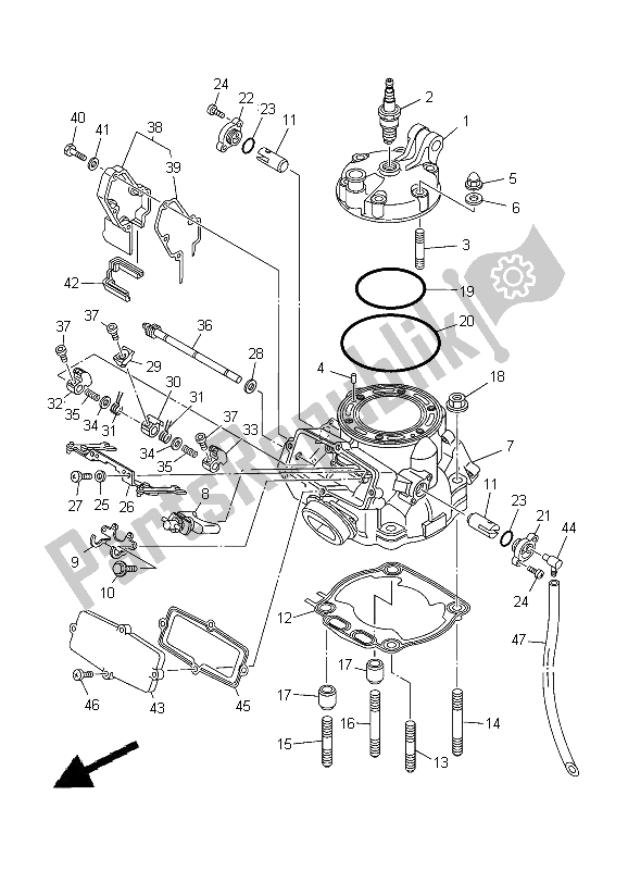 Tutte le parti per il Testata del Yamaha YZ 250 2012