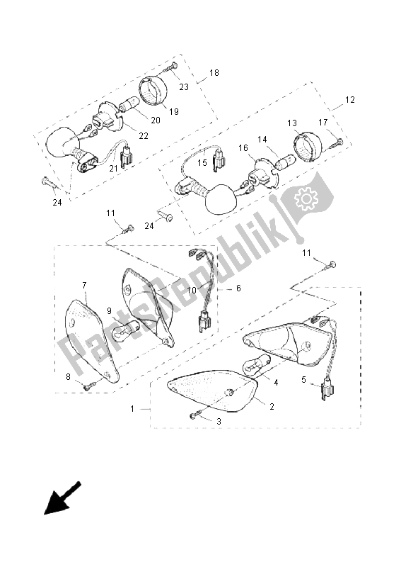 All parts for the Flasher Light of the Yamaha YQ 50 Aerox 2009