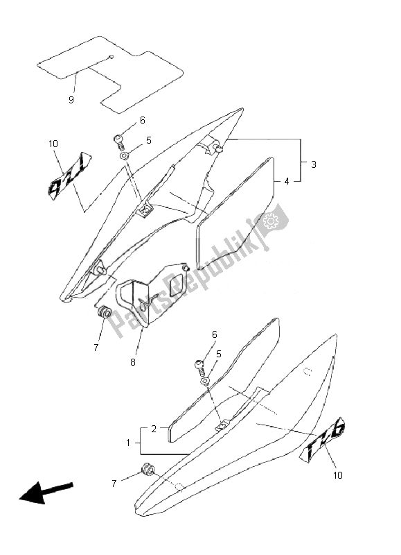 Alle onderdelen voor de Zijdeksel van de Yamaha FZ6 N 600 2007