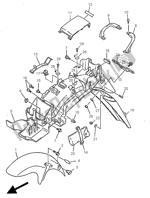 All parts for the Fender of the Yamaha XJ 600S Diversion 1998