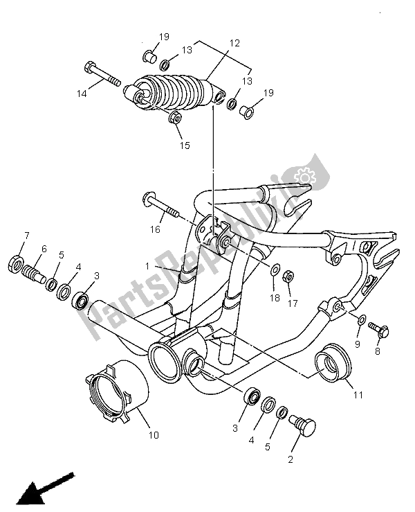 Todas las partes para Brazo Trasero Y Suspensión de Yamaha XVS 650A Dragstar Classic 1998