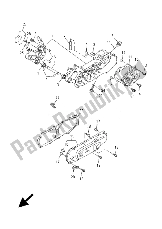 All parts for the Crankcase of the Yamaha CW 50 BWS 2007