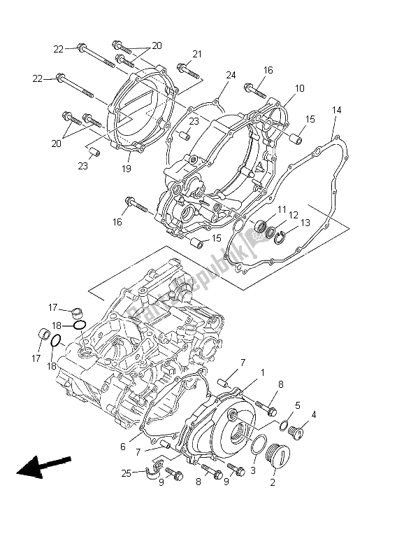 Toutes les pièces pour le Couvercle De Carter 1 du Yamaha WR 250F 2002