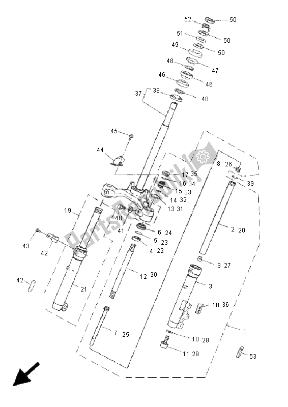 Tutte le parti per il Forcella Anteriore del Yamaha CS 50R AC JOG 2009