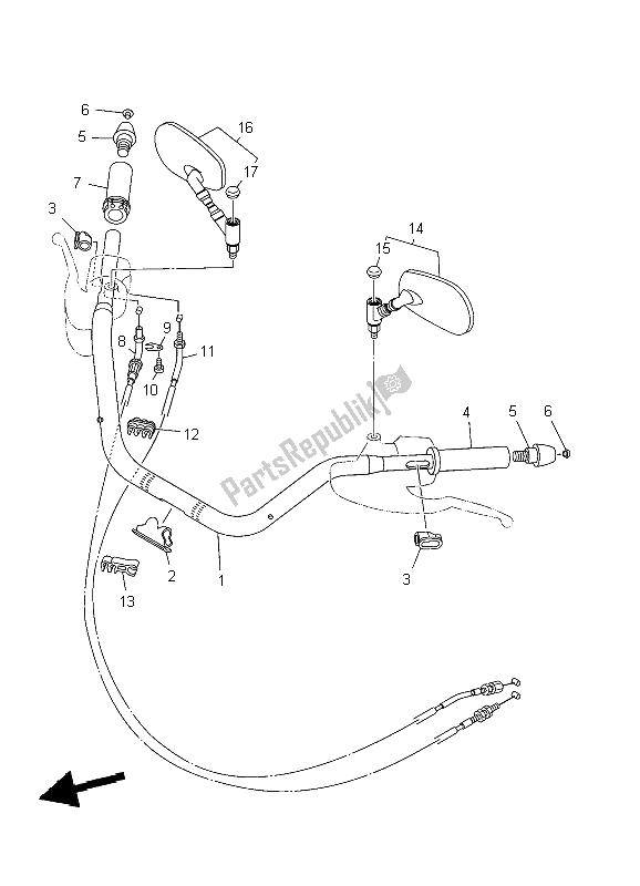 All parts for the Steering Handle & Cable of the Yamaha XV 1900A Midnighst Star 2009