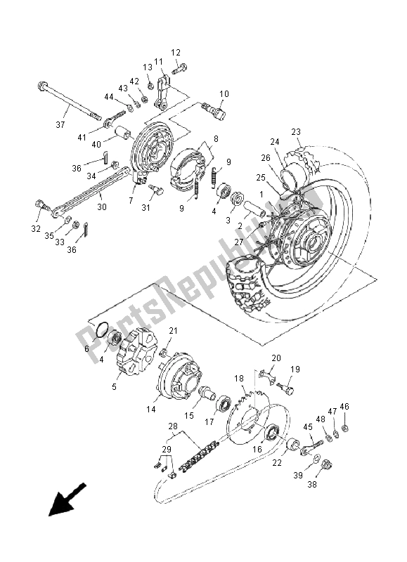 Toutes les pièces pour le Roue Arrière du Yamaha TT R 90 N 2001