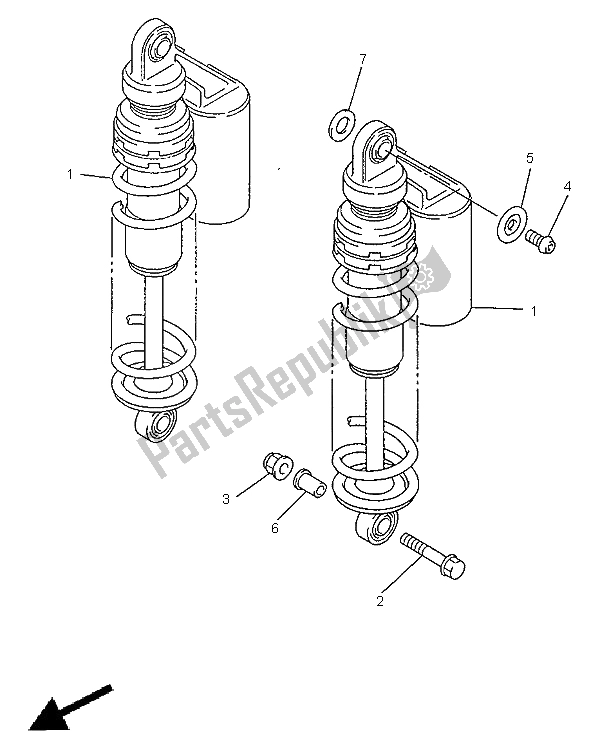 All parts for the Rear Suspension of the Yamaha XJR 1200 SP 1998