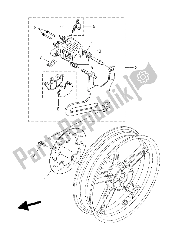 All parts for the Rear Brake Caliper of the Yamaha YZF R 125 2009