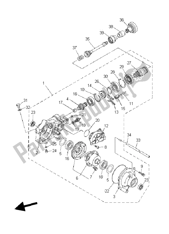 Tutte le parti per il Differenziale Anteriore del Yamaha YFM 350F Grizzly 4X4 2008