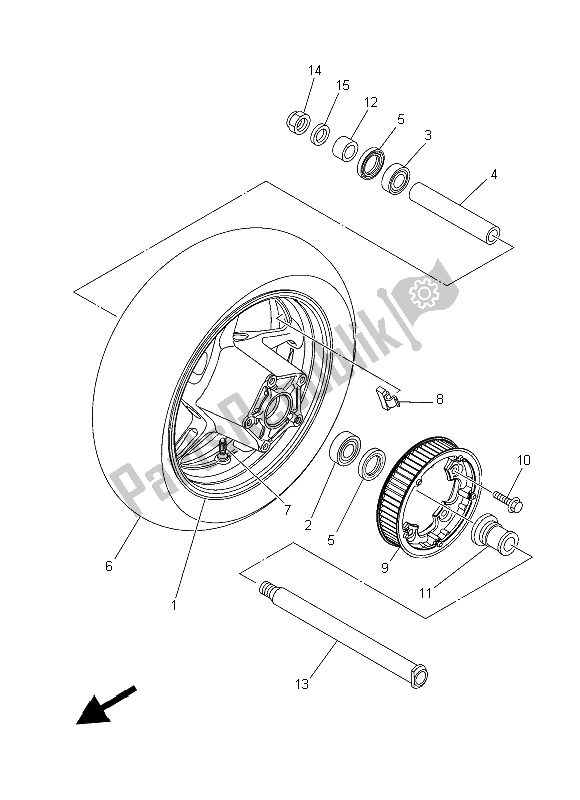 All parts for the Rear Wheel of the Yamaha XP 500 Dnms 2015