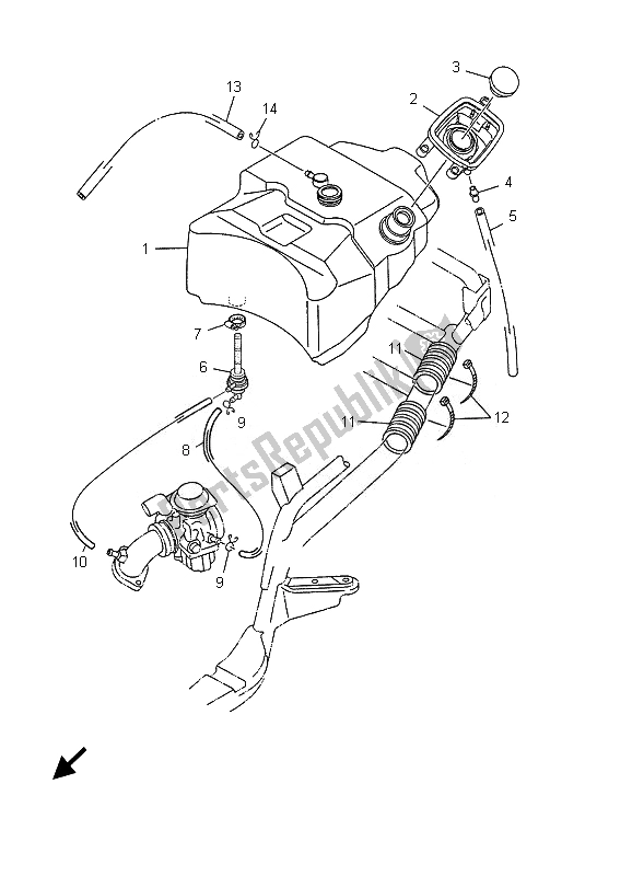 All parts for the Fuel Tank of the Yamaha YP 125E Majesty 2007