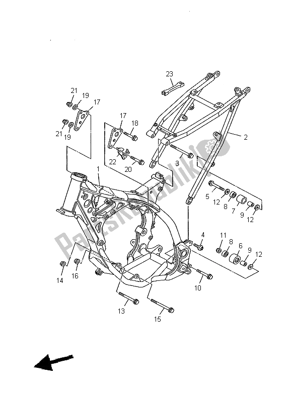 All parts for the Frame of the Yamaha YZ 125 2002