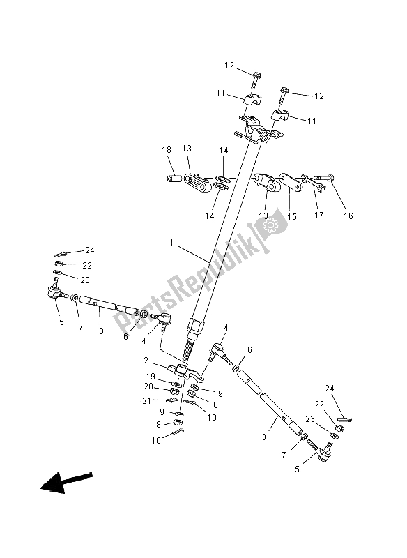 All parts for the Steering of the Yamaha YFM 700R 2012