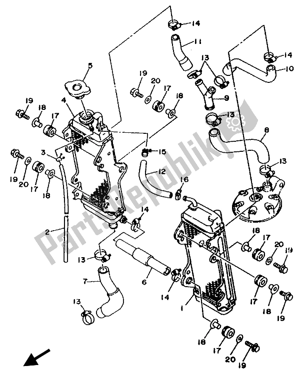 Tutte le parti per il Tubo Del Radiatore del Yamaha YZF 250 LC 1994