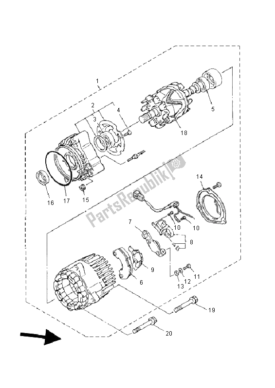 Toutes les pièces pour le Générateur du Yamaha XJR 1300 2011