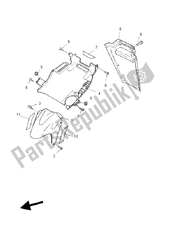 Tutte le parti per il Parafango Anteriore del Yamaha YQ 50 Aerox 2010