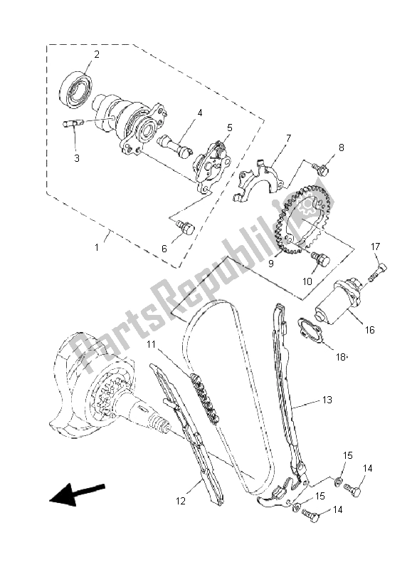 Tutte le parti per il Albero A Camme E Catena del Yamaha YFM 700R 2006