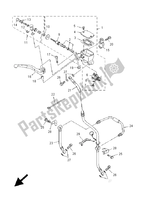 Toutes les pièces pour le Maître-cylindre Avant du Yamaha TDM 850 2001