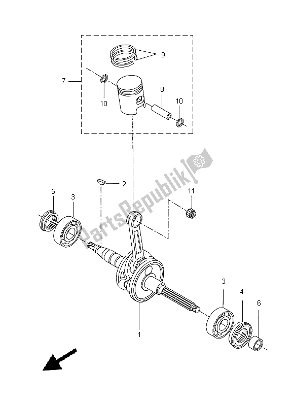 All parts for the Crankshaft & Piston of the Yamaha CW 50E 2013