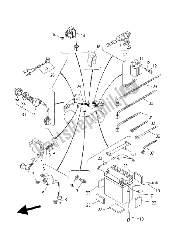 All parts for the Electrical 1 of the Yamaha YFM 80R 2006