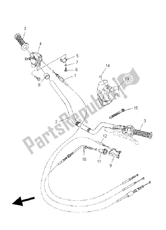 All parts for the Steering Handle & Cable of the Yamaha YFZ 450 2005