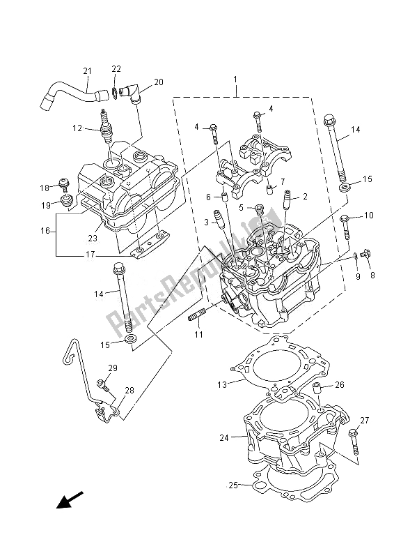 Alle onderdelen voor de Cilinder van de Yamaha YFZ 450 RD 2013