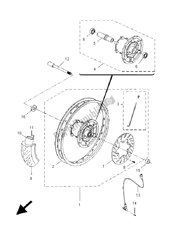 Tutte le parti per il Ruota Anteriore 2 del Yamaha DT 50R SM 2009