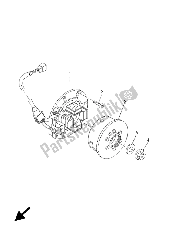 All parts for the Generator of the Yamaha YZ 250F 2001