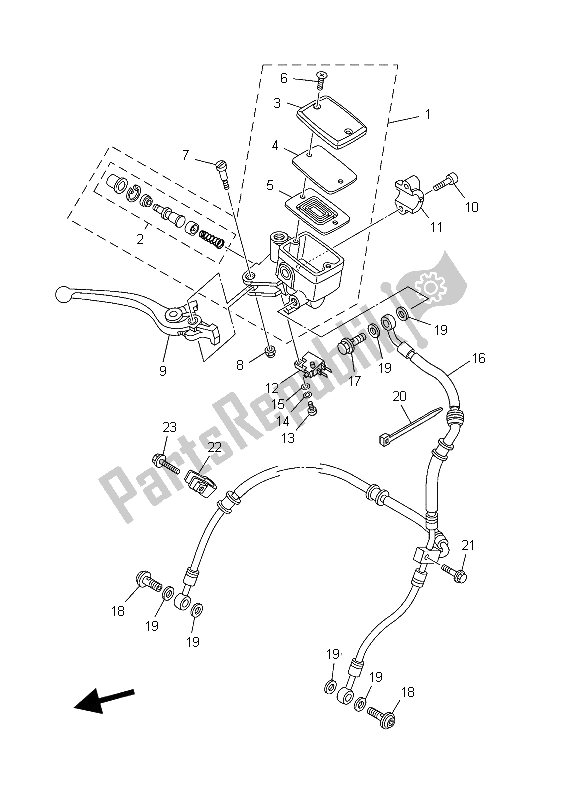 All parts for the Front Master Cylinder of the Yamaha TDM 900 2006