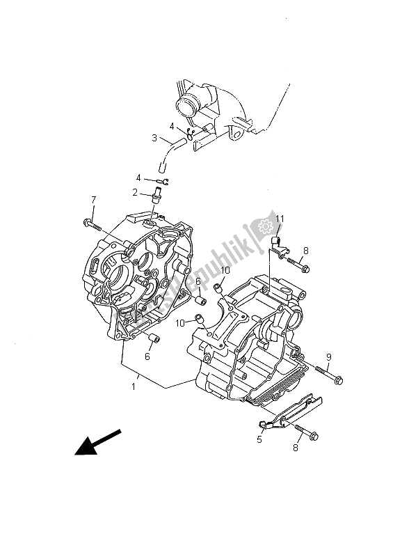 All parts for the Crankcase of the Yamaha YBR 125E 2002