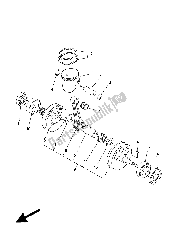 All parts for the Crankshaft & Piston of the Yamaha YZ 250 2012