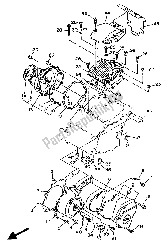 All parts for the Crankcase Cover 1 of the Yamaha TDM 850 1992