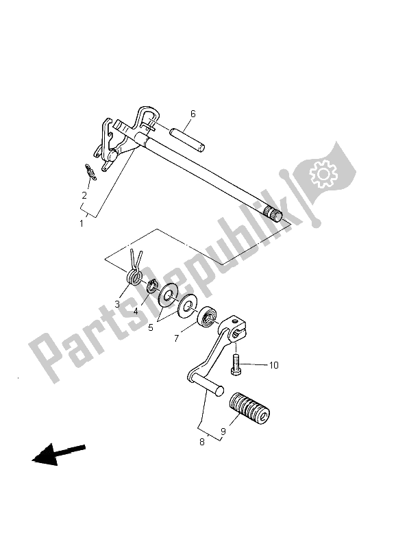 All parts for the Shift Shaft of the Yamaha TW 125 2002